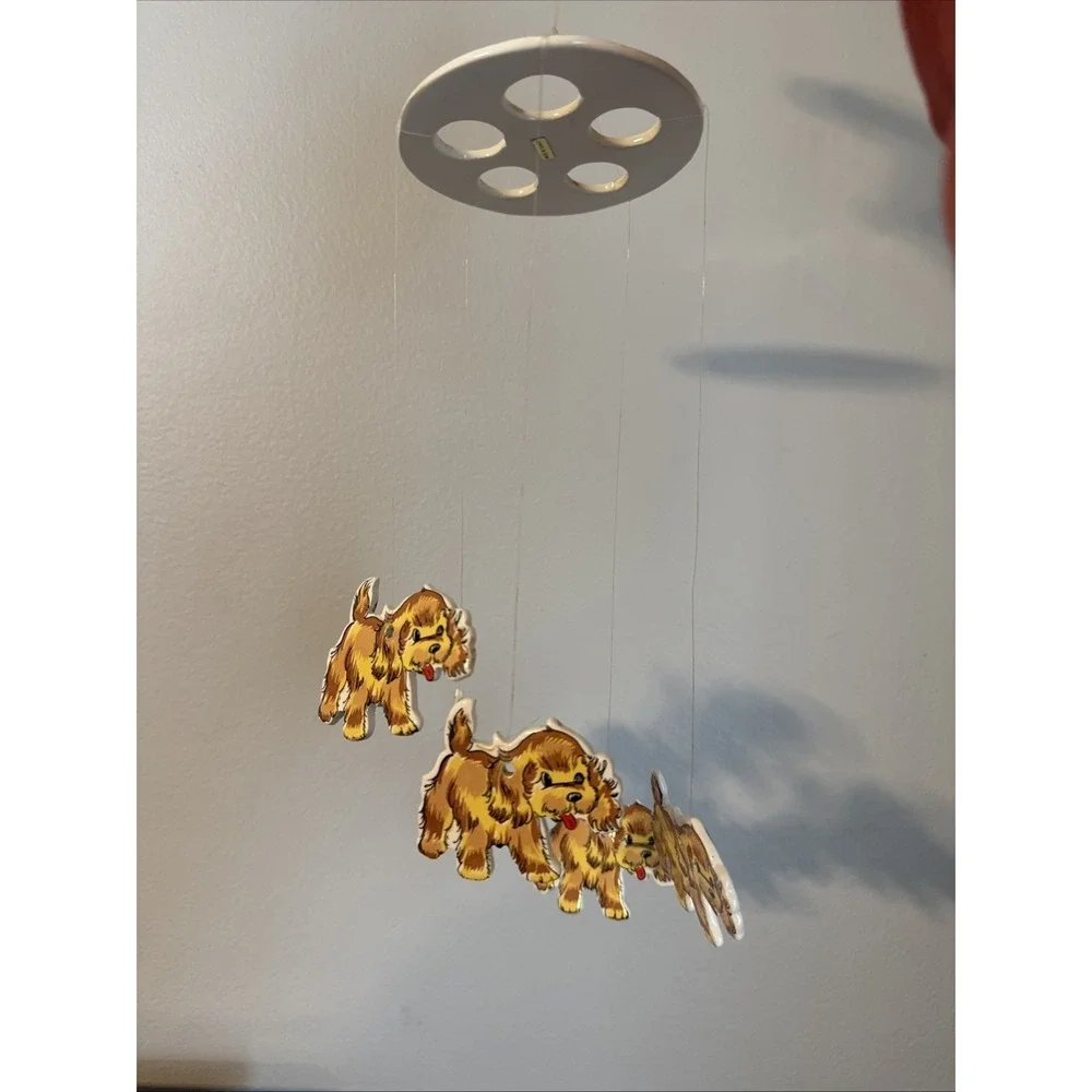 Vintage 5 Dogs Wind Chimes Ceramic Farmhouse Decor